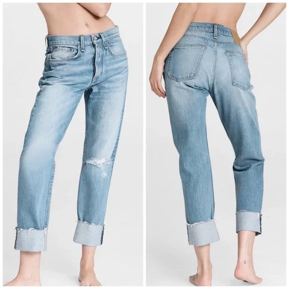 Rag & Bone Rosa Mid-Rise Boyfriend Relaxed Fit Denim Jeans In Jones Wash Size 31 - Picture 17 of 17